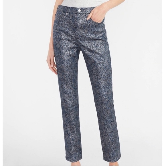 Express Super High Rise Slim Metallic Jeans- NWT- 10 - Picture 1 of 15